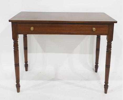19th century mahogany single drawer side table on turned supports&nbsp;