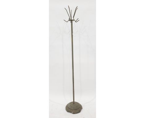 20th century hat and coat stand in grey painted metal, circular base 