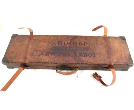 A leather vintage gun case for a shotgun up to 30" barrels with fine trade label 'Charles Boswell'