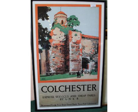 A British Railways Frank Mason Norfolk Broads poster plus a repro Colchester poster