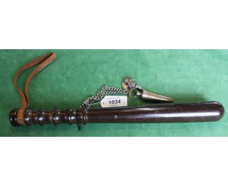 A vintage Police truncheon by Hiatt & Co with Liverpool City Police whistle on chain