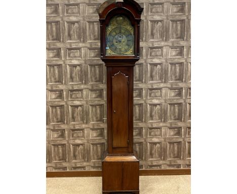 LATE 18TH CENTURY LONGCASE CLOCK BY JOHN BARR OF GLASGOW, with two train eight day movement, the brass chapter ring with Arab