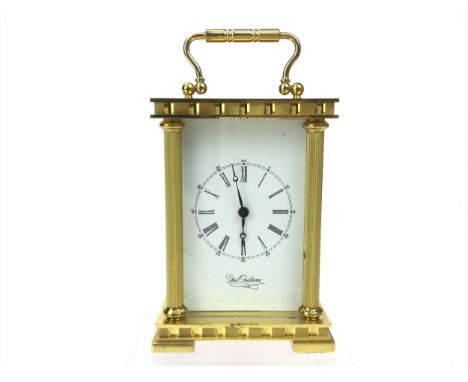 BRASS CARRIAGE CLOCK BY DU CHATEAU, with striking mechanism, 13cm high