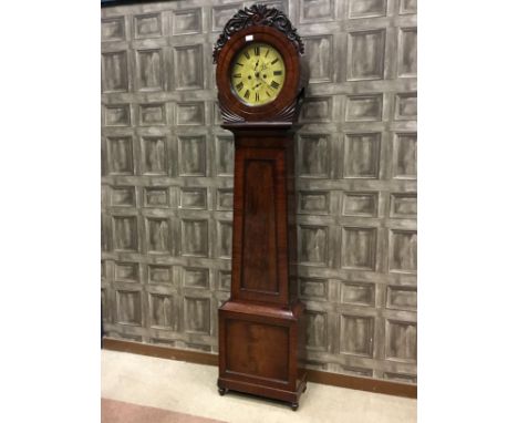 19TH CENTURY SCOTTISH WEST COAST LONGCASE CLOCK, with two train eight day movement, the brass dial with Roman numerals, subsi