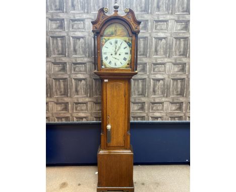 19TH CENTURY LONGCASE CLOCK, by W, Durham of Dunbar, with two train eight day movement, the white enamel dial with Roman nume