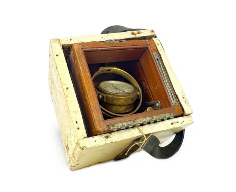 MID-20TH CENTURY US MARINE CHRONOMETER BY HAMILTON, the silvered dial with Arabic numerals, subsidiary seconds and up/down di