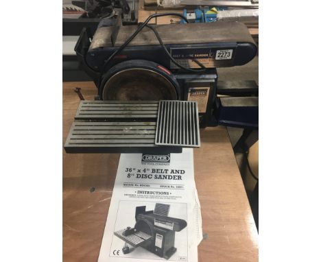 A Draper 36" x 4" belt and 8"disc sander untested with manual
