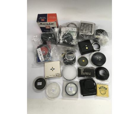 A collection of various camera lenses.