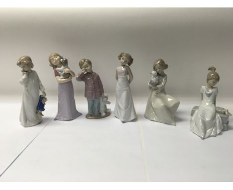 A collection of six Nao figures to include No. 1430 “Spring has come” and No. 1103 “Ragdoll”