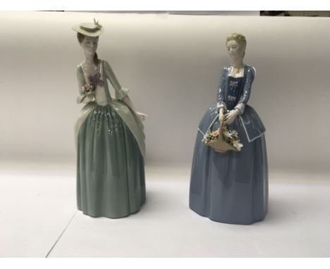 A pair of Lladro ladies numbered 9181 and 9180