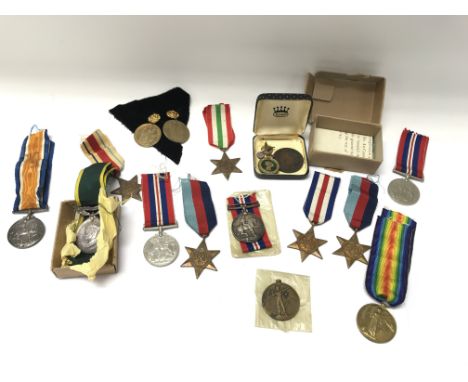 A collection of WW1 & WW2 medals. Recipients include 2090004. DVR. J. W. Waker. R. E., 139125 DVR. J. H. Waker. R. A. & L-129
