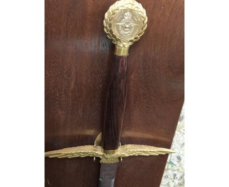 A RAF Battle of Britain commemorative, Wilkinson sword mounted on a mahogany plaque.