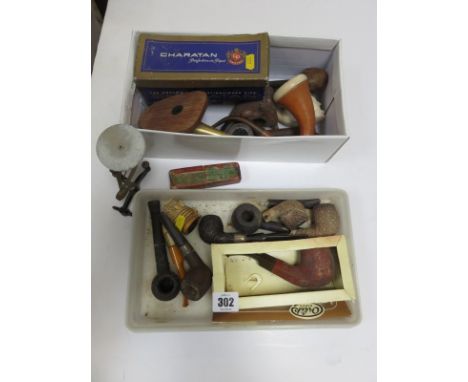 PIPES, collection of Meerschaum & other pipes, also boxed coin scales & postal scales