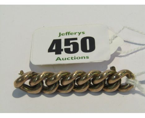 VINTAGE YELLOW METAL CURB LINK BAR BROOCH