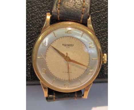 GENTLEMAN'S 9CT GOLD ROTARY WRIST WATCH, appears in working order, inscription to rear "C H Roberts To Commemorate 25 Years S