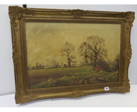 JAMES WRIGHT, pair of signed hunting oils on canvas "The Chase" 15" x 23.5" WITHDRAWN BY VENDOR