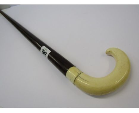 CANE, ivory handled rosewood walking cane 