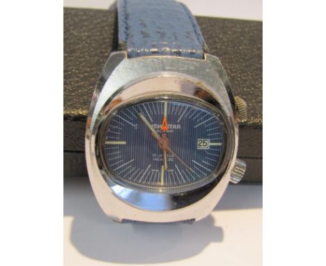 GENTLEMAN'S VINTAGE RETRO MEMOSTAR ALARM WRIST WATCH, 17 jewel movement