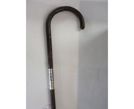 WALKING CANE, with Russian silver floral engraved mounting