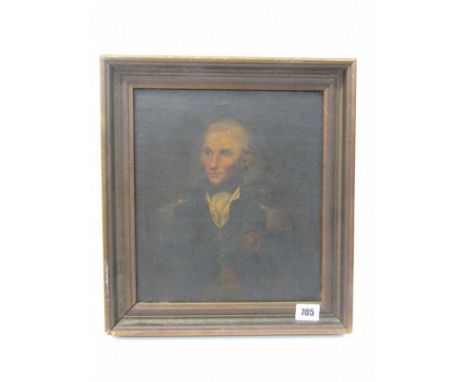 NELSON, 19th Century oil on canvas portrait of Nelson, 11" x 9.5"