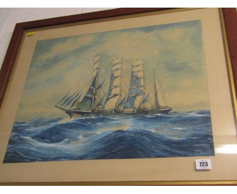 H.PHILPOTTS, signed watercolour, Portrait of Sailing Clipper, 16.25" x 17"