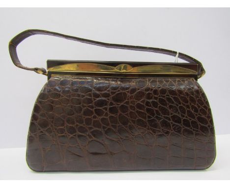 VINTAGE, 1960'S ladies crocodile skin handbag 