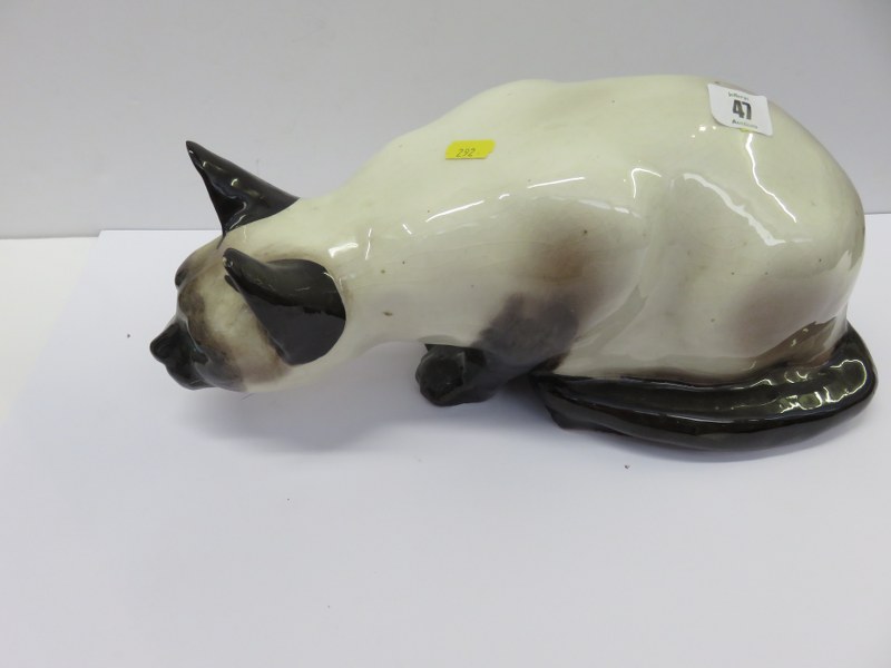 WINSTANLEY CAT, large Siamese ceramic cat, 15.5