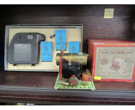 BOWMAN STEAM STATIONARY ENGINE in original box, also a child's Bell home cine projector 