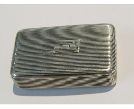 GEORGIAN POCKET SNUFF BOX, ribbed design gilt lined, Birmingham HM 1824