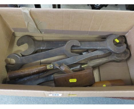 TOOLS, small collection of large spanners, chisels and planes