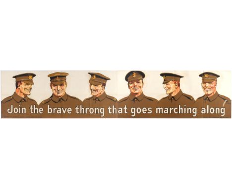 Original vintage WWI Propaganda Poster - Join the Brave Throng that Goes Marching Along. British Army Recruitment Poster - Pu