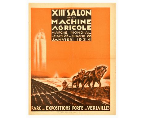 Original vintage advertising poster for XIIIth World Market Agricultural Machinery Show / XIIIe Salon de la Machine Agricole 