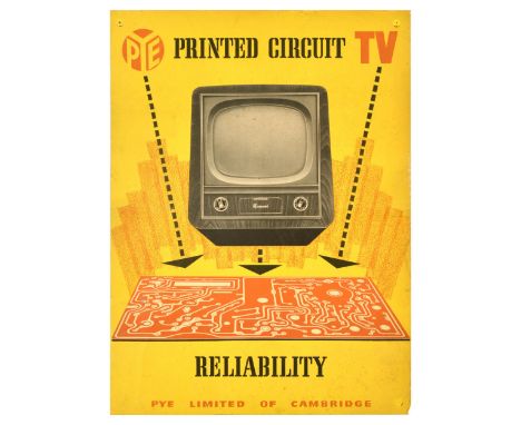 Original vintage advertising poster for an electronics manufacturer company Pye Limited of Cambridge - Pye Printed Circuit Tv
