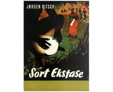 Original vintage movie poster for a documentary film Sort Ekstase (Black Ecstasy) directed by the Danish adventurer, author, 