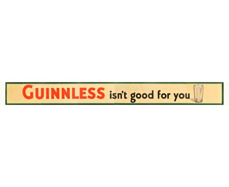 Original vintage drink advertising poster - Guinnless isn't good for you - featuring red and black lettering and an empty bee