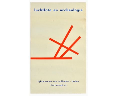 Original vintage advertising poster for Luchtfoto en Archeologie / Aerial Photography and Archaeology exhibition at Rijksmuse
