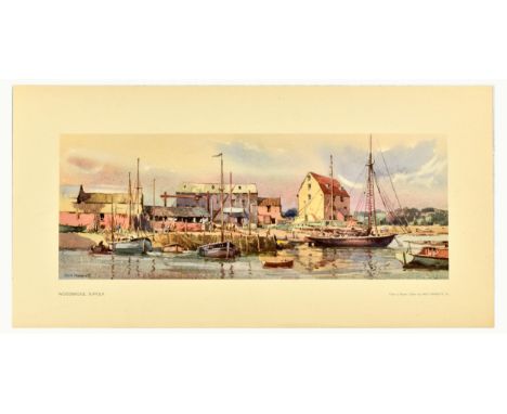 Original vintage travel poster Woodbridge Suffolk from a watercolour by English artist Jack Merriott (1901-1968) depicting mo