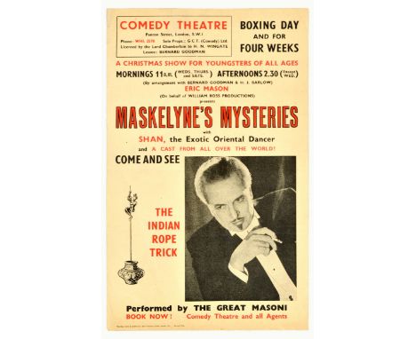 Original vintage advertising poster for a Christmas show for youngsters of all ages Maskelyne's Mysteries with Shan, the Exot