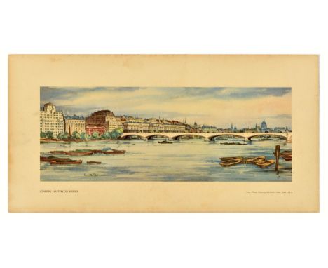 Original vintage travel poster London Waterloo Bridge from a great watercolour by British artist Kenneth Steel (1906-1970) de
