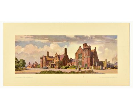 Original vintage travel poster Stowmarket Station in Suffolk, from a watercolour by Leonard Squirrell (1893-1979) depicting t
