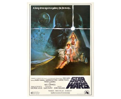 Original vintage movie poster for the Japanese re-release of the first film in the iconic Star Wars saga by George Lucas star