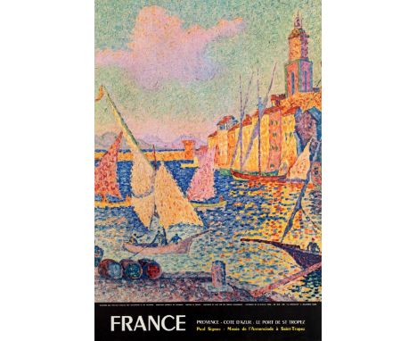 Original vintage travel poster France - Provence - Cote d'Azur: St Tropez Port by a French Neo-Impressionist painter Paul Sig