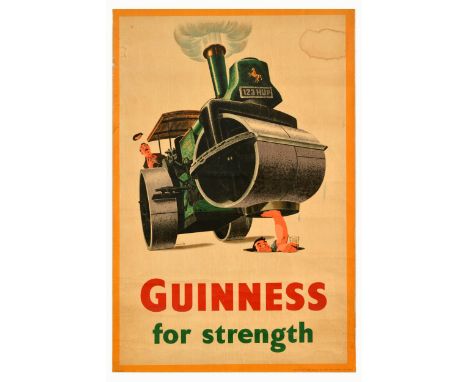 Original vintage Guinness advertising poster - Guinness for Strength - featuring a great illustration by Richard Francis Perc