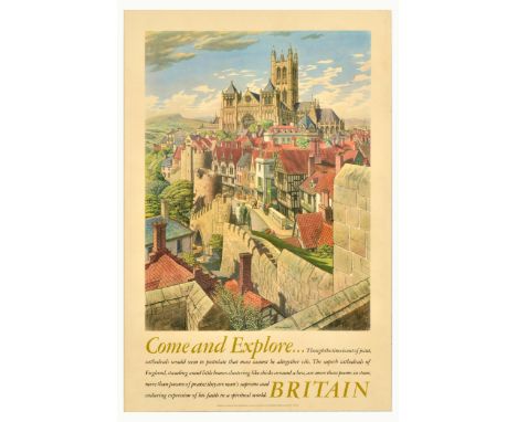 Original vintage travel poster - Come and Explore Britain - featuring an illustration by an English painter and etcher Stanle
