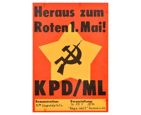 Original vintage propaganda poster by the Communist Party of Germany / Marxists-Leninists, German: Kommunistische Partei Deut