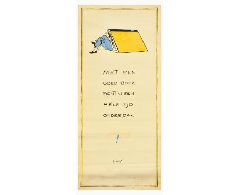 Original vintage advertising poster promoting literacy and a love of reading featuring a fun illustration of legs showing fro