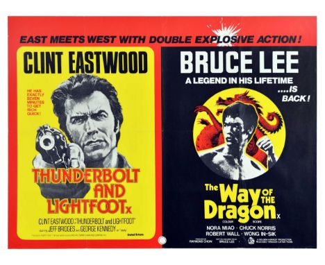 Original vintage double feature poster - East meats West with double explosive action! Clint Eastwood Thunderbolt and Lightfo