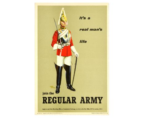 Original vintage British Army recruitment poster - Join the Regular Army It's a Real Man's Life - featuring a stunning image 