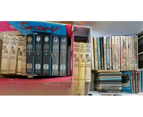 Two boxes of various books to include Enid Blyton, Snoopy, The Complete Peanuts by Charles M. Schulz, Thomas the Tank Engine 