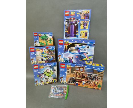 Eight boxed Leg Toy Story sets; 7590- Woody and Buzz to the Rescue, 7591- Zurg, 7592- Buzz Lightyear, 7593- Buzz's Star Comma